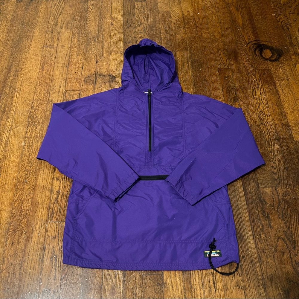 Vintage 90s LL Bean Women’s Nylon Anorak Purple Windbreaker Pullover Size Small